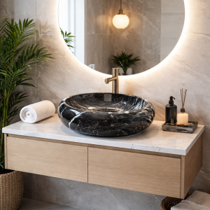 VESSEL ROUND BLACK 105M-1