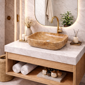 VESSEL SQUARE MARMOL BEIGE